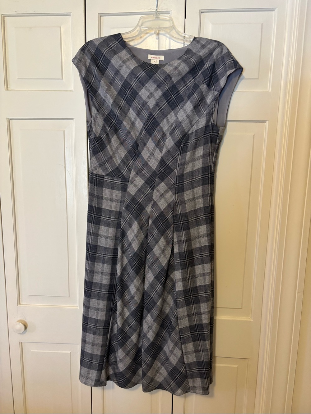 Sundance Gray and Black Plaid Midi Dress